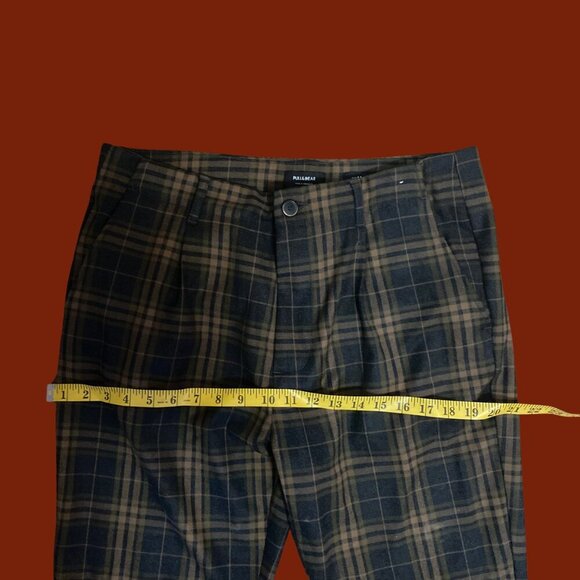 Pull&Bear Brown Plaid Slim Fit Trousers | Men’s Size EUR 44 (MEX 34) | Retro - Picture 6 of 9